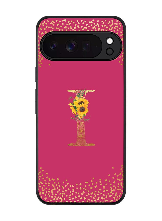 For Google Pixel 10 Pro XL Case,Slim fit Camera Protection, Shockproof Thin Phone cover  - Custom Floral Monogram - I ( Deep Pink )